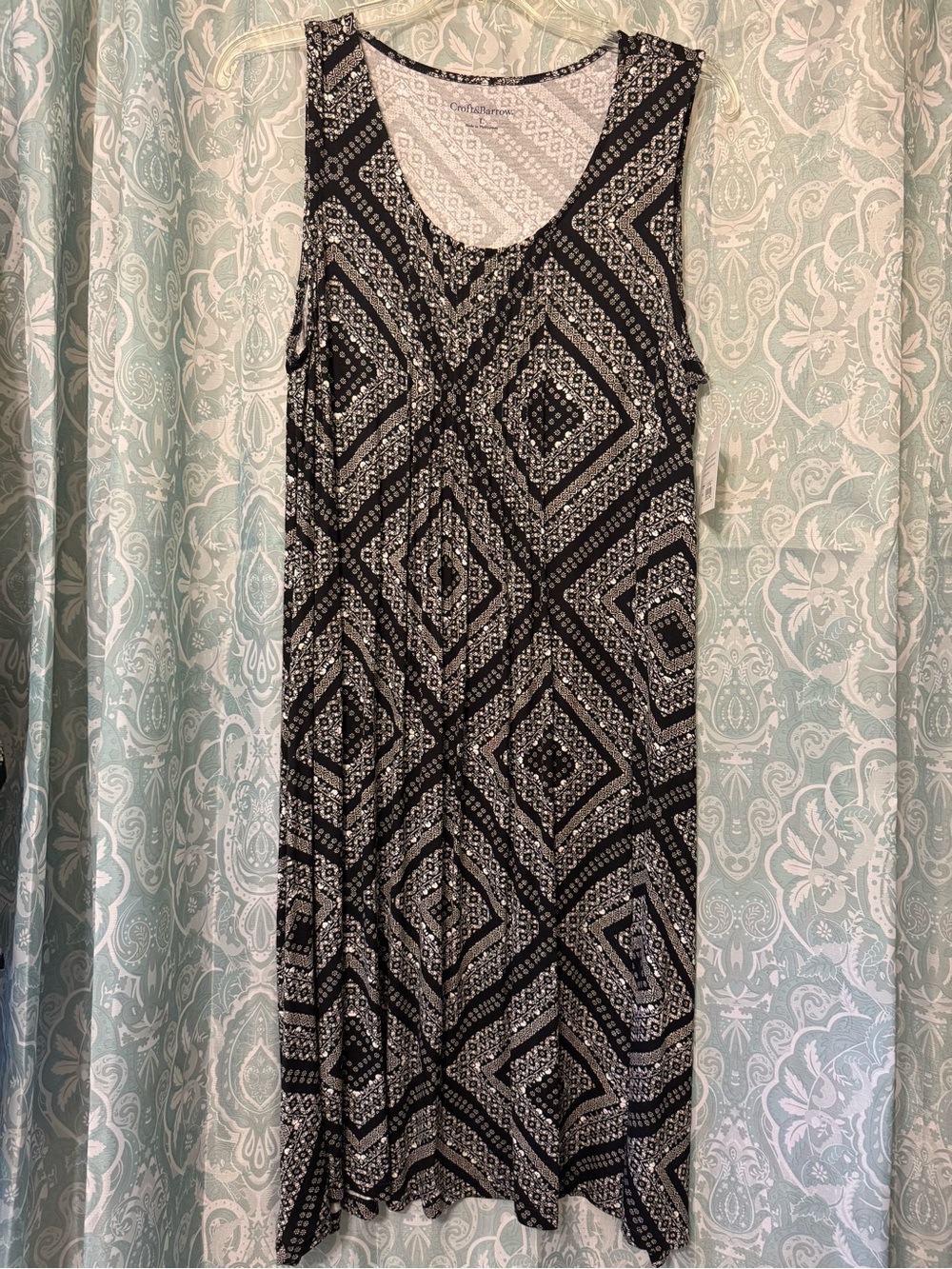croft & barrow Black and White Patterned Sleeveless Midi Dress
